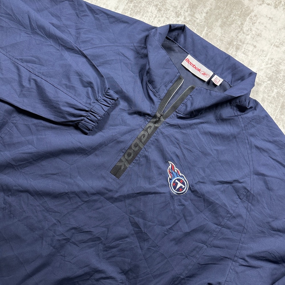 Vintage Reebok Windbreaker Men Large Navy Blue Tennessee Titans NFL Quarter Zip